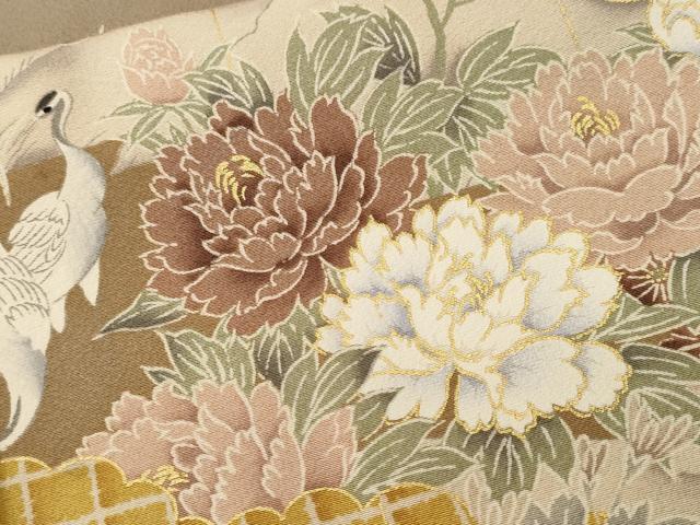平和屋着物■訪問着 屏風花鳥文 孔雀 金彩 正絹 逸品 CABJ3069ev