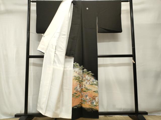 平和屋着物■豪華黒留袖 作家物 寿光織 人物御所車文 暈し染め 金糸 正絹 逸品 CABJ3073ev