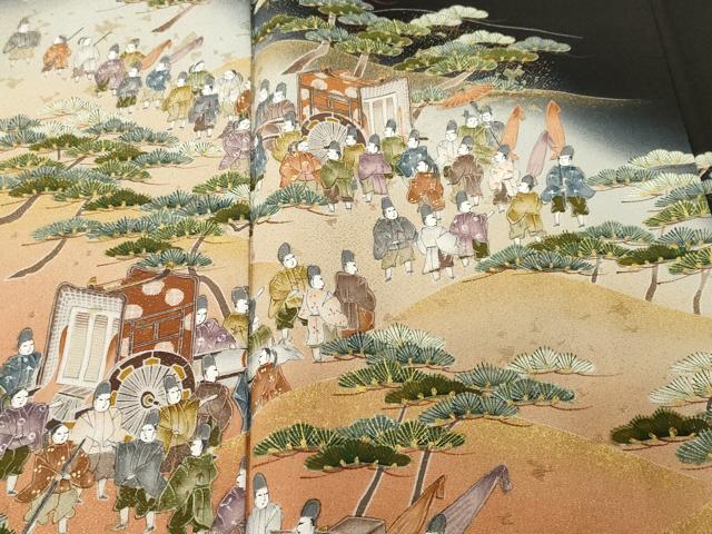平和屋着物■豪華黒留袖 作家物 寿光織 人物御所車文 暈し染め 金糸 正絹 逸品 CABJ3073ev