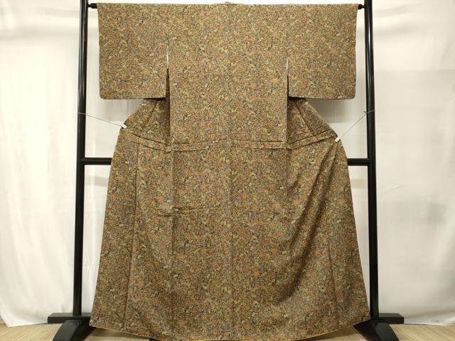 平和屋着物■上質な小紋 草花文 正絹 逸品 CABJ3075ev