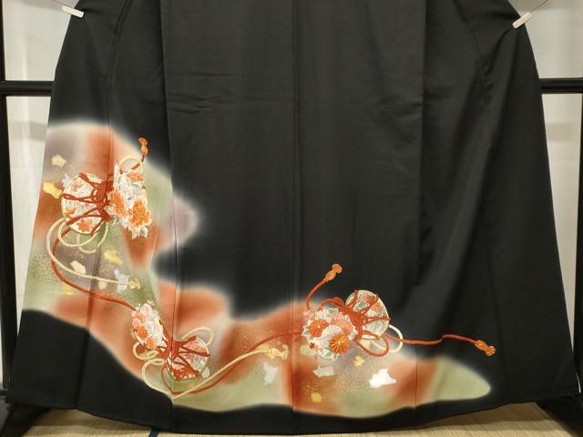 平和屋着物■豪華黒留袖 作家物 駒刺繍 鼓草花文 暈し染め 金銀彩 正絹 逸品 CABJ3078ev