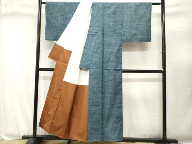 平和屋着物■上質な紬 幾何学文 正絹 逸品 CABJ3084ev