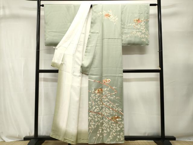 平和屋着物■訪問着 駒刺繍 鬘帯扇面萩花文 金彩 正絹 逸品 CABJ3086ev
