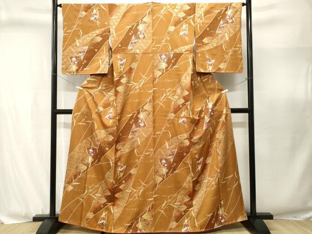 平和屋着物■上質な小紋 扇面地紙花文 金彩 正絹 逸品 CABJ3088ev
