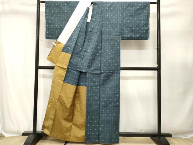 平和屋着物■上質な紬 絵絣間道 胴抜き仕立て 正絹 逸品 CABJ3102ev