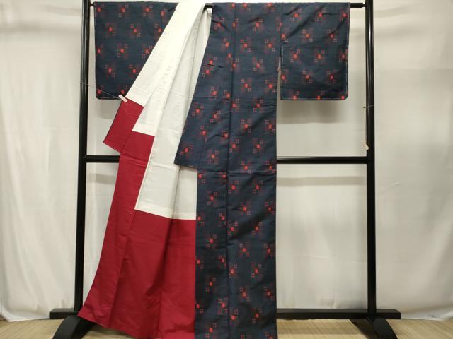 平和屋着物■上質な紬 井桁絣 正絹 逸品 CABJ3105ev