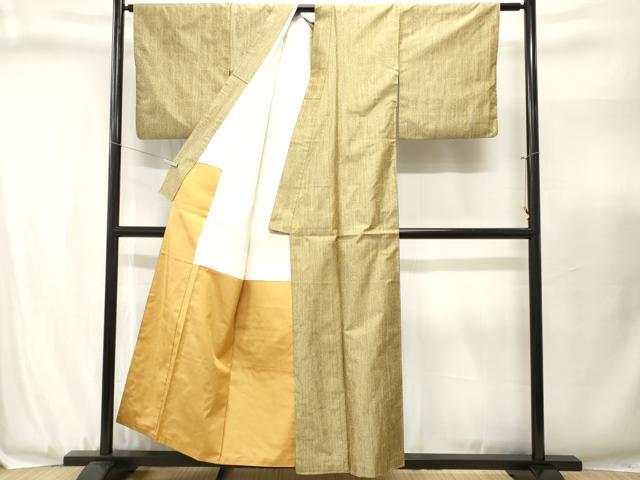 平和屋着物■上質な紬 麻の葉文様 正絹 逸品 CABJ3109ev