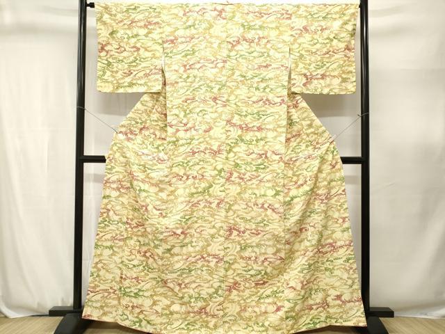 平和屋着物■上質な小紋 型染め 鮫小紋柄 立波舞花文 暈し染め 正絹 逸品 CABJ3127ev