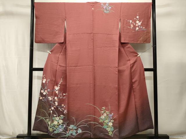 平和屋着物■訪問着 枝梅草花文 正絹 逸品 CABJ3148ev