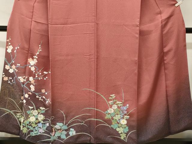 平和屋着物■訪問着 枝梅草花文 正絹 逸品 CABJ3148ev