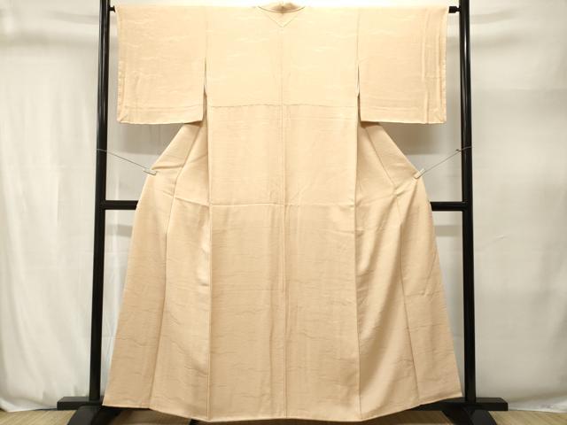 平和屋着物■上質な色無地 横段地紋 薄卵色 正絹 逸品 CABJ3151ev