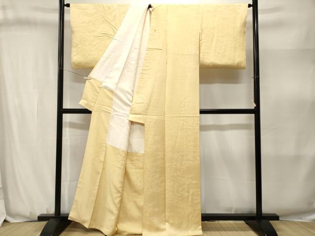 平和屋着物■上質な色無地 立波地紋 淡黄色 正絹 逸品 CABJ3153ev