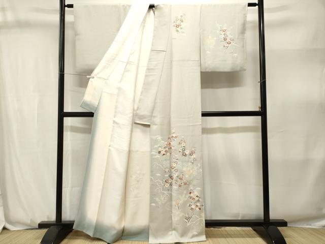 平和屋着物■訪問着 刺繍 流水松竹梅花文 金彩 正絹 逸品 CABJ3161ev