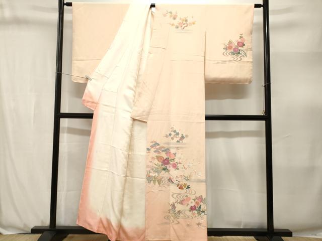 平和屋着物■訪問着 作家物 流水鴛鴦松竹梅文 暈し染め 正絹 逸品 CABJ3162ev