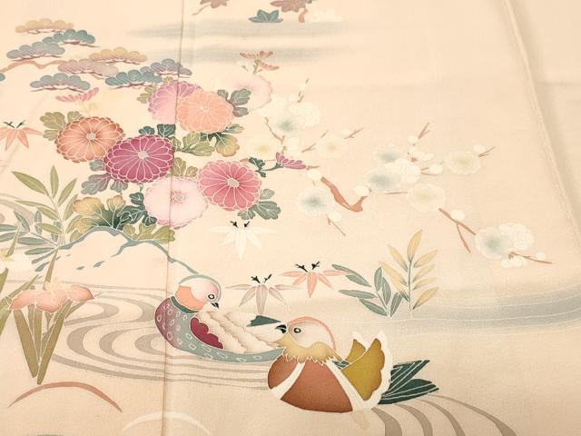 平和屋着物■訪問着 作家物 流水鴛鴦松竹梅文 暈し染め 正絹 逸品 CABJ3162ev