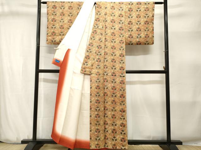 平和屋着物■上質な小紋 毘沙門亀甲 花蝶文 やまと誂製 正絹 逸品 CABJ3173ev