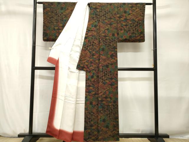 平和屋着物■上質な小紋 切嵌吉祥文 鬼しぼ縮緬 正絹 逸品 CABJ3175ev