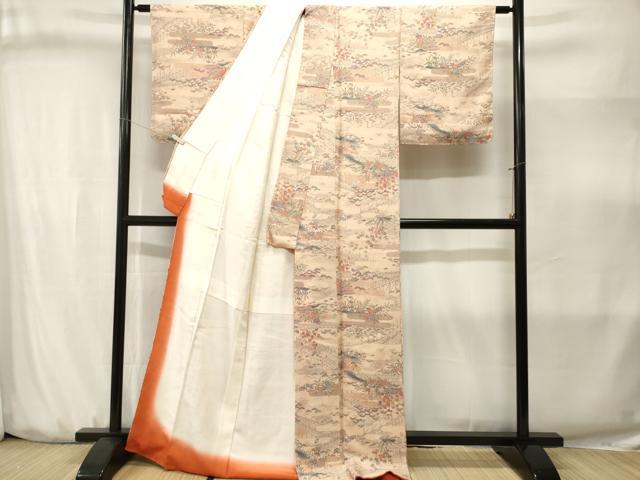 平和屋着物■上質な小紋 松竹梅風景文 正絹 逸品 CABJ3177ev