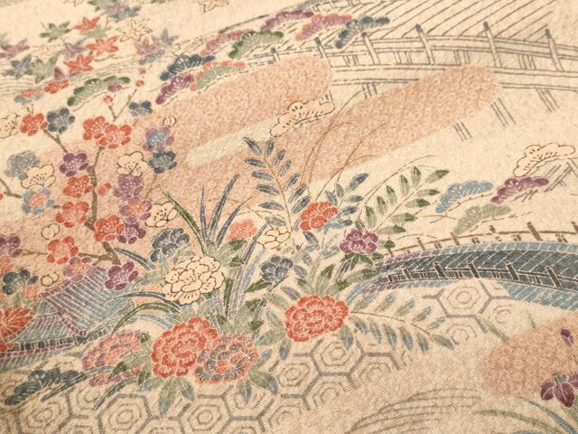 平和屋着物■上質な小紋 松竹梅風景文 正絹 逸品 CABJ3177ev