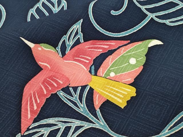 平和屋着物■上質な小紋 蔦の葉花鳥文 正絹 逸品 CABJ3178ev