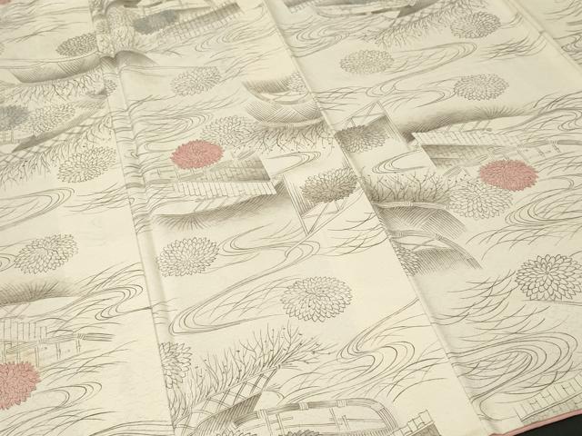 平和屋着物■上質な小紋 流水菊文 暈し染め 正絹 逸品 CABJ3182ev
