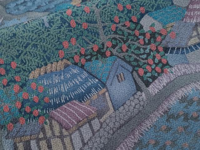 平和屋着物■上質な小紋 風景文 鬼しぼ縮緬 正絹 逸品 CABJ3184ev