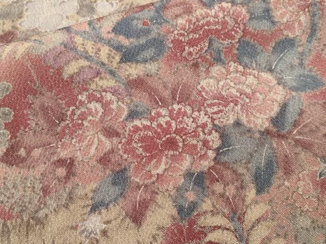平和屋着物■上質な小紋 草花文 暈し染め 鬼しぼ縮緬 正絹 逸品 CABJ3194ev