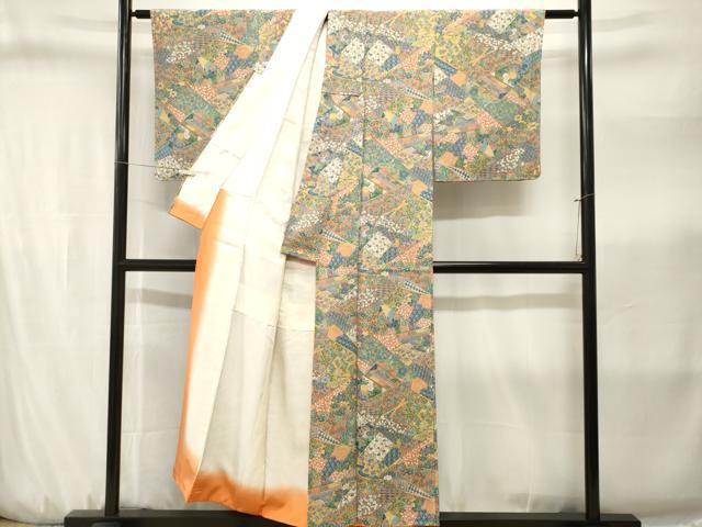 平和屋着物■上質な小紋 切嵌風景文 正絹 逸品 CABJ3198ev
