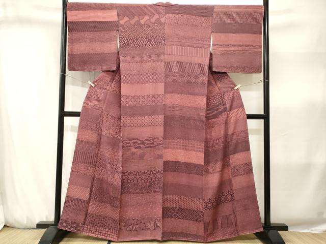 平和屋着物■江戸小紋 横段寄せ小紋柄 正絹 逸品 CABJ3199ev