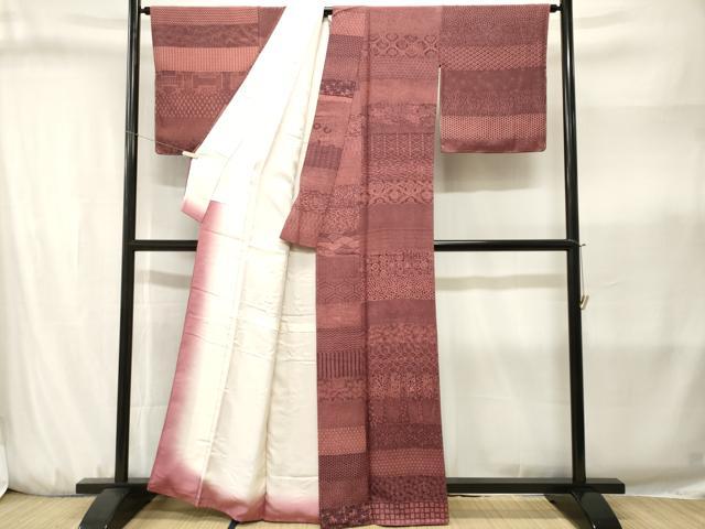 平和屋着物■江戸小紋 横段寄せ小紋柄 正絹 逸品 CABJ3199ev