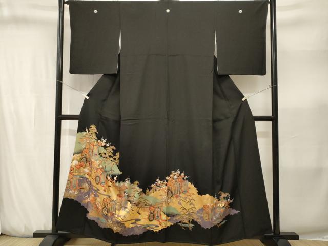 平和屋着物■豪華黒留袖 梅松御所車文 金彩 正絹 逸品 CABJ3202ev