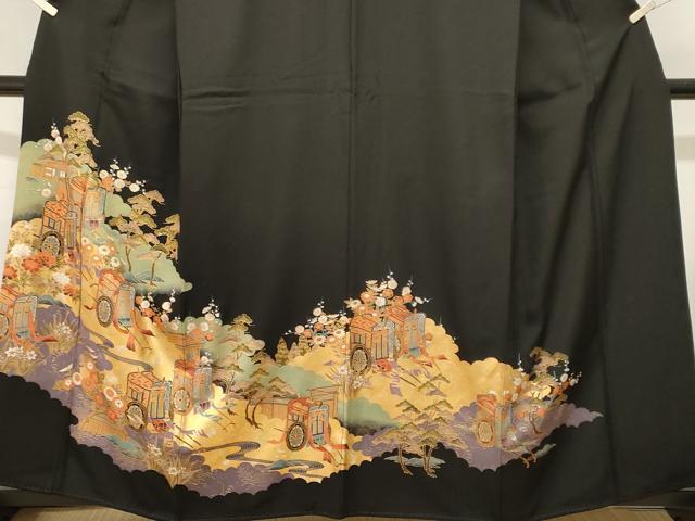 平和屋着物■豪華黒留袖 梅松御所車文 金彩 正絹 逸品 CABJ3202ev