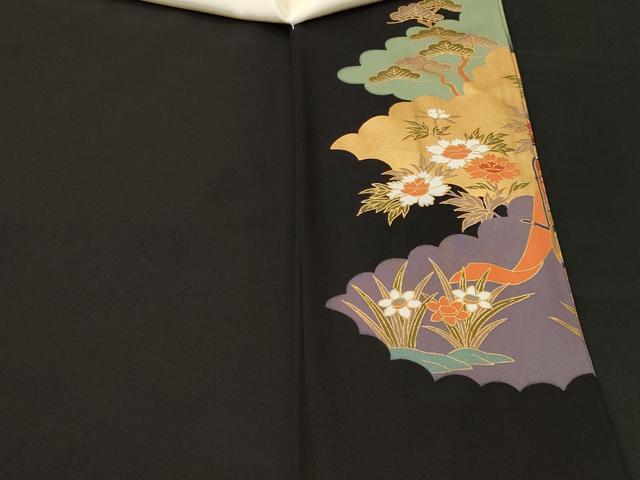 平和屋着物■豪華黒留袖 梅松御所車文 金彩 正絹 逸品 CABJ3202ev