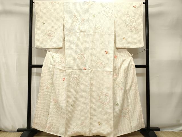 平和屋着物■上質な小紋 総絞り 舞花文 正絹 逸品 CABJ3214ev