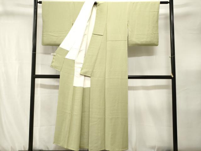 平和屋着物■上質な色無地 若芽色 正絹 逸品 CABJ3218ev