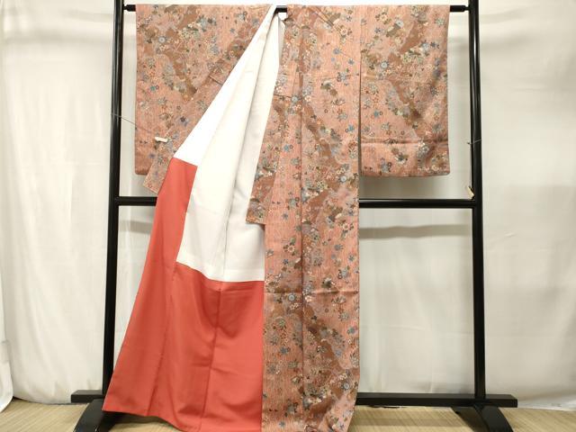 平和屋着物■小紋 吉祥花蝶文 金彩 洗える着物 CABJ3225ev