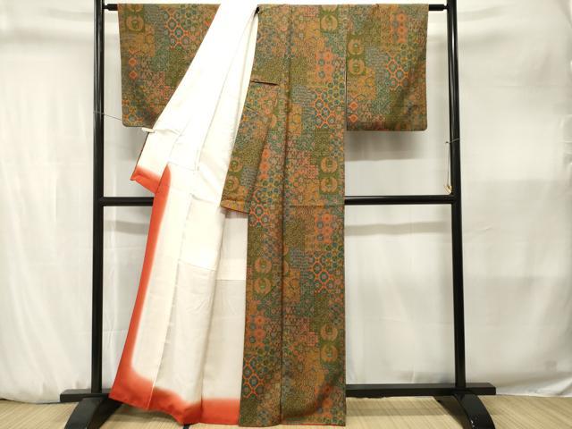 平和屋着物■上質な小紋 切嵌鳳凰花文 正絹 逸品 CABJ3234ev