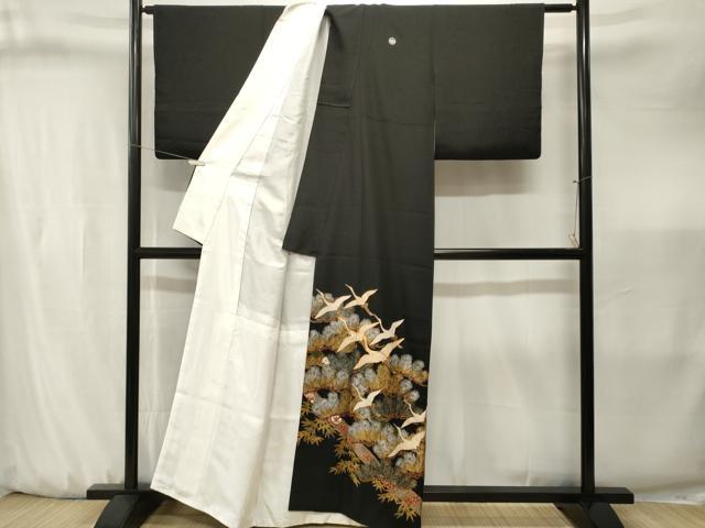 平和屋着物■豪華黒留袖 駒刺繍 松竹梅飛鶴文 金銀彩 正絹 逸品 CABJ3245ev