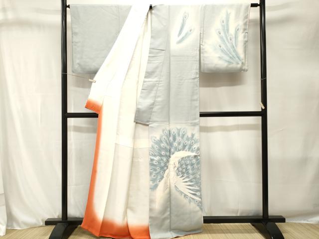 平和屋着物■訪問着 刺繍 孔雀文 銀彩 正絹 逸品 CABJ3264ev
