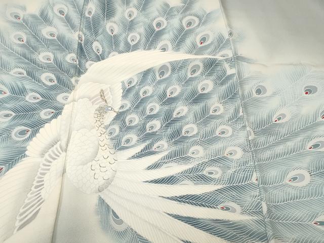 平和屋着物■訪問着 刺繍 孔雀文 銀彩 正絹 逸品 CABJ3264ev