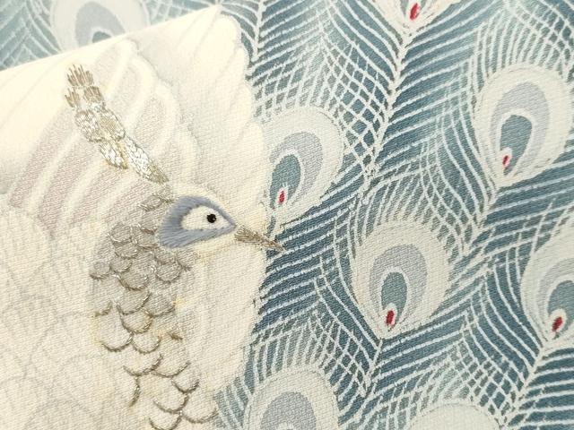 平和屋着物■訪問着 刺繍 孔雀文 銀彩 正絹 逸品 CABJ3264ev