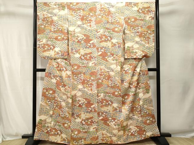平和屋着物■上質な小紋 吉祥鳳凰草花文 正絹 逸品 CABJ3286ev