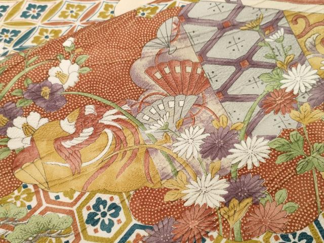 平和屋着物■上質な小紋 吉祥鳳凰草花文 正絹 逸品 CABJ3286ev