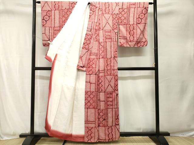 平和屋着物■上質な小紋 総絞り 幾何学文 正絹 逸品 CABJ3291ev