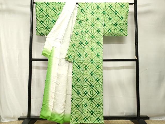 平和屋着物■上質な小紋 総絞り 菱文 正絹 逸品 CABJ3303ev