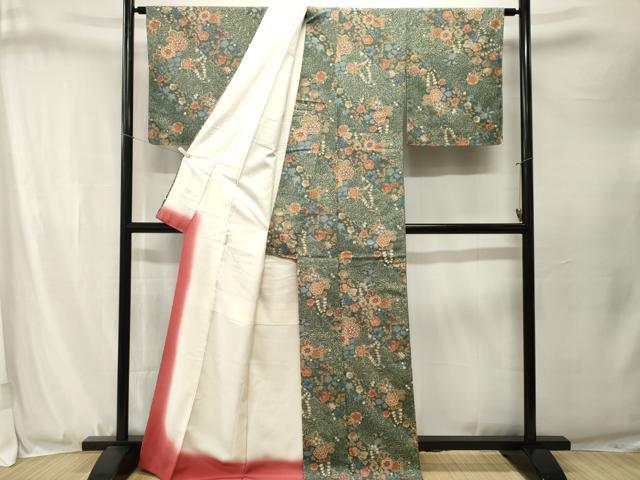 平和屋着物■上質な小紋 紬地 辻が花 正絹 逸品 CABJ3309ev