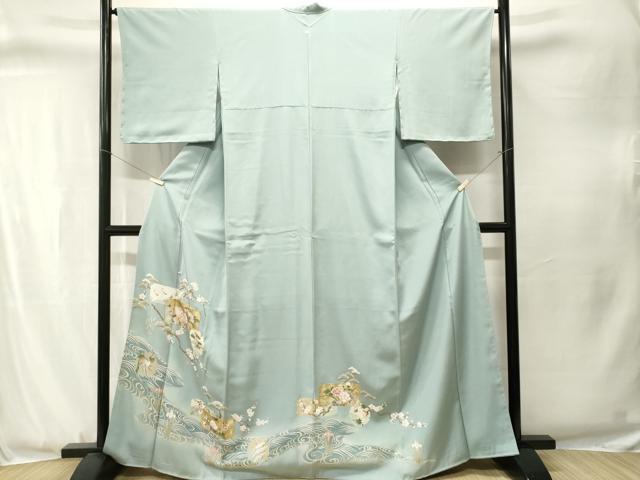 平和屋着物■豪華色留袖 駒刺繍 飛鶴色紙重ね雪輪枝梅松文 暈し染め 金彩 正絹 逸品 CABJ3327ev