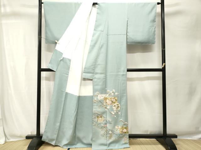 平和屋着物■豪華色留袖 駒刺繍 飛鶴色紙重ね雪輪枝梅松文 暈し染め 金彩 正絹 逸品 CABJ3327ev