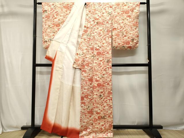 平和屋着物■上質な小紋 型染め 松竹梅流水花文 正絹 逸品 CABJ3329ev