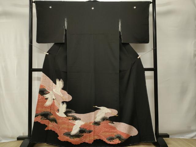 平和屋着物■豪華黒留袖 立波飛鶴文 金彩 正絹 逸品 CABJ3331ev